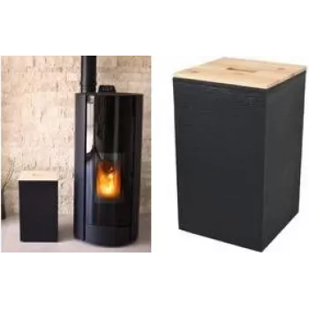 EDA Pellet Storage Box 36 L Black Plastic with Wooden Lid, 20 kg Capacity 010481 NO