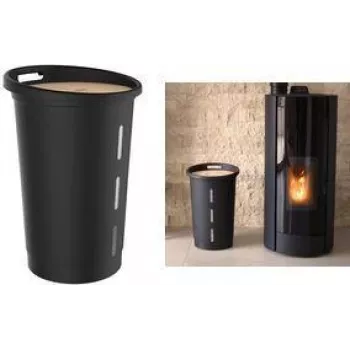 EDA Pellet Storage Box, 38 Litre, Black Plastic with Wooden Lid, 20 kg Capacity – 1 Piece (010478 NO)