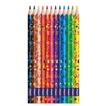 Maped PIXEL PARTY triangular coloured pencils, 12 different colours, soft break-resistant lead, pixel-pattern barrel, cardboard case 862204