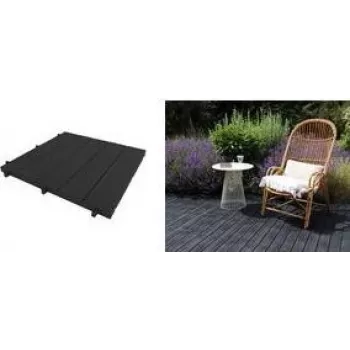 EDA Wood-Effect Outdoor Floor Tile, 500 x 500 mm, Black, UV and Chlorine Resistant, Non-Slip, 1 Piece (010939 NO)