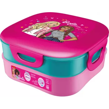 Maped PICNIK Kids Concept Barbie 3-in-1 Lunch Box, 1.4 L, 2 Compartments + Snack Box, Pink/Multi-Coloured 871097