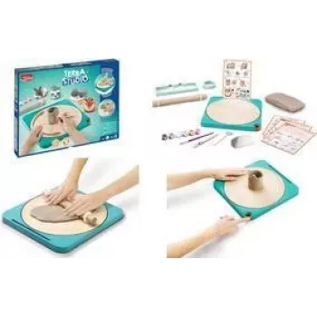 Maped Creativ Pottery Studio Set for Children Aged 5+, Air-Drying Clay with 6 Colours, Tools, Brush and Varnish 907224