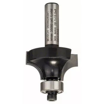 Bosch Expert for Wood Rounding Router Bit 8 mm Shank, R1 8 mm, 15.5 mm Cutting Length, 53 mm Total Length 2608628341