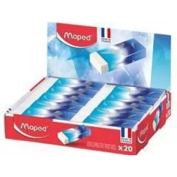 Maped ARCTIC plastic eraser, white, display box of 20, phthalate-free & PVC-free 116125