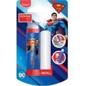 Maped Superman plastic eraser with refill, lipstick-style twist mechanism, blister pack 152033