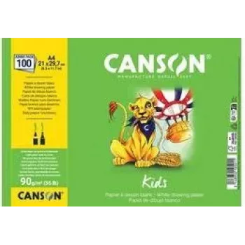 Canson Kids drawing paper pad A4 90g/m² white lightly grained 50 sheets for pencil and coloured pencil C629012000