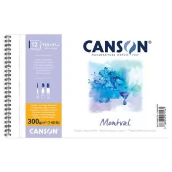 Canson Montval A4 watercolour pad, 300 g/m², 12 sheets, fine grain, spiral binding, micro-perforated C200807160