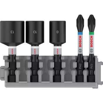 Bosch Impact Control screwdriver bit and socket set, 5-piece, PH2, PZ2, 8/10/13 mm 2608522350