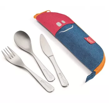 Maped PICNIK CONCEPT KIDS Cutlery Set with Pink Case, Stainless Steel, Child-Safe, 3 Pieces 878001
