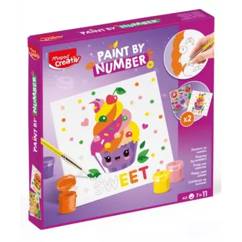 Maped Creativ paint by numbers set Kawaii Food Sweet - 2 pre-printed canvases, 10 acrylic paints, brush, from 7 years 907088