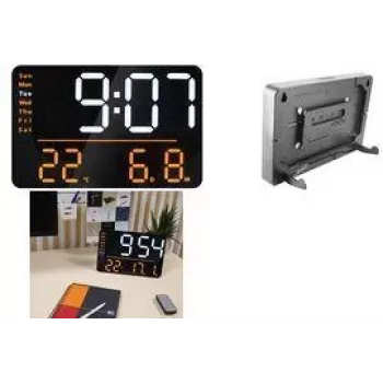 UNILUX NUMI Multifunction Digital LED Wall Clock, Black with Remote Control, 10-Step Dimming, Alarm 400202319