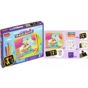 Maped Creativ My First Travel Journal, 8-Piece Wipe-Clean Colouring Set with 3 Washable Pens, Reusable Spiral-Bound Pages, Stickers, Eraser and Cloth, from 2 Years 906905