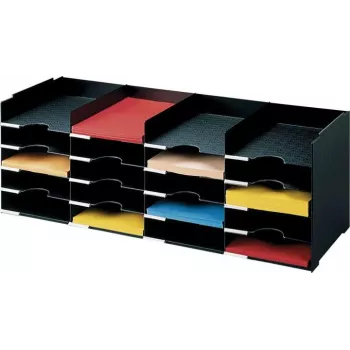 PAPERFLOW 20-Compartment Form Sorter, Black Polystyrene, with Labels and Label Holders (541.01)