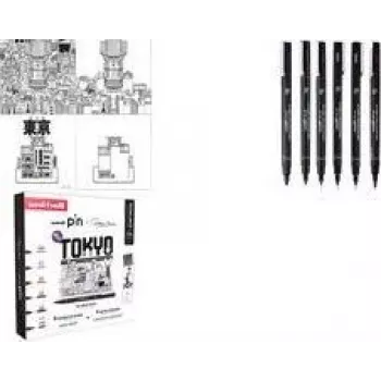 uni-ball Fineliner PIN TOKYO, 6-Piece Creative Set, Waterproof Pigment Ink, Metal-Clad Tips (CF PIN/6 001)
