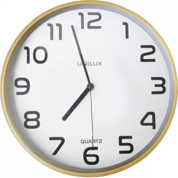 UNILUX Baltic Wood Wall Clock 300 mm Brown Black Numbers Quartz 400094591