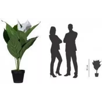 PAPERFLOW Artificial Peace Lily, 550 mm, Fabric Flower, PEVA Leaves, Plastic Stems, 1 piece (PALUNE55)
