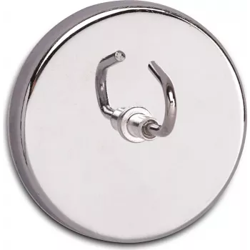 MAUL Magnetic Hook with Large Hook, Indoor, Stainless Steel & Steel, 52 mm Diameter, Universal Hook, for Tiles & Metal 61555-96