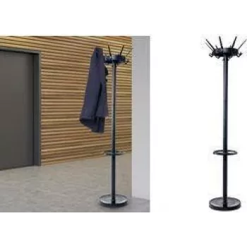 MAULcaligo Coat Stand, Black, 8 Hooks, Swivel Head, Umbrella Holder 94080