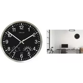 UNILUX WETTY Wall Clock 300 mm Black with Thermometer and Hygrometer 400140807