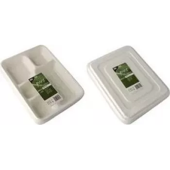 PAPSTAR menu trays made from sugarcane pure, 5-compartment, 22 x 28.2 cm, white, 25 pieces (89882)