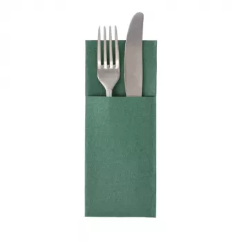 PAPSTAR ROYAL Collection Napkin Pouch, Dark Green, Fabric-Like Premium Tissue, Pre-Folded with Cutlery Pocket, 40 x 40 cm, 50 Pieces 37334