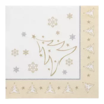 PAPSTAR X-Mas Elegance Gold Christmas motif napkins, tissue, 4-Ply, 1/4 fold, 400 x 400 mm, 1 piece (87104)