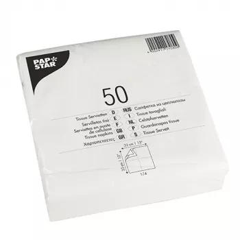 PAPSTAR lunch napkins, 330 x 330 mm, 2-Ply, white tissue, 1/4 fold, 250 pieces 17080