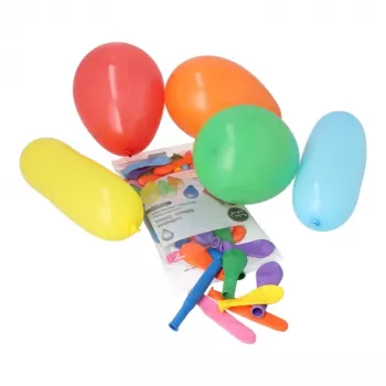 PAPSTAR 50-Piece party balloon set in mixed colours and shapes, natural rubber latex, round and modelling balloons, biodegradable 18674