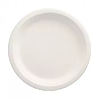 PAPSTAR pure sugarcane plate round 230 mm 12-Pack compostable microwave-safe 89748
