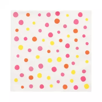 PAPSTAR Colorful Dots Paper Napkins, 330 x 330 mm, Pink, 3-Ply, 1/4 fold, 20 napkins 88346