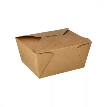 PAPSTAR pure Lunchbox 750 ml brown cardboard tray with PLA coating disposable food container 85687