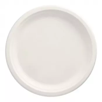 PAPSTAR pure Sugarcane Plate, round, 260 mm, 50 pieces, compostable, microwave-safe (89738)