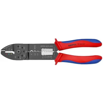 KNIPEX 97 49 25 Crimping Pliers for Insulated Cable Lugs and Connectors, Trapezoid Crimp, 0.5–6.0 mm² (20–10 AWG), Black with Multi-Component Grips