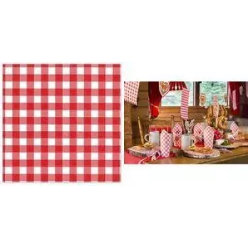 PAPSTAR Vichy Check Red/White 1-Ply Tissue Napkins, 330 x 330 mm, 1/4 fold, 250 per pack 88762