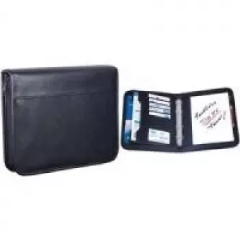 WEDO Werner Dorsch Leather Document Folder with Zip, A4, Black