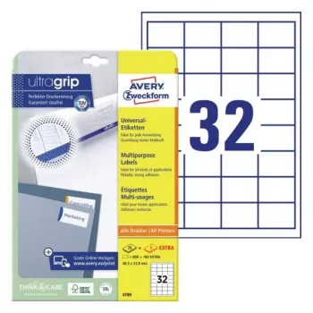 AVERY Universal Labels 48.3 x 33.8 mm White with UltraGrip Technology (pack of 480) 4789