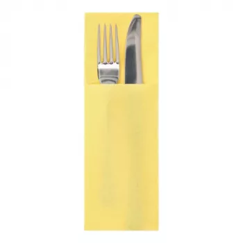 PAPSTAR DAILY Collection yellow tissue napkin with cutlery pockets, 2-Ply, 400 x 330 mm (folded 200 x 85 mm), 50 pieces 37047