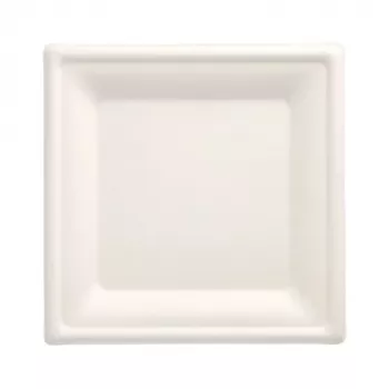 PAPSTAR Pure sugarcane plates, square, 200 x 200 mm, 50 pieces, compostable, microwave-safe 89744