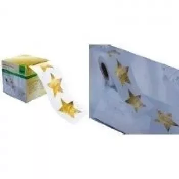 SIGEL Christmas stars stickers, gold print, 47 x 47 mm, on roll (CS112)