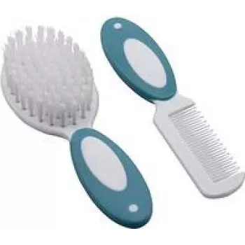 Olympia H+H Baby Hairbrush and Comb Set BS 868, Natural Bristles, extra soft, white, 98374