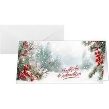 SIGEL DS645 Christmas Card Scandinavian Snow, DIN Long Landscape, 250 g/m² White Card, Inkjet/Laser/Copier, 1 Piece