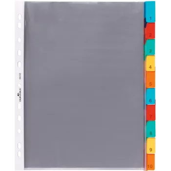 DURABLE A4 Document Pocket Index, 10-Part, assorted coloured tabs, polypropylene 663219
