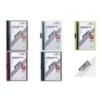 DURABLE DURACLIP ORIGINAL 60 A4 Clip Folder, Dark Blue Transparent Front Cover, Metal Clip, 5-Pack (2238-07)