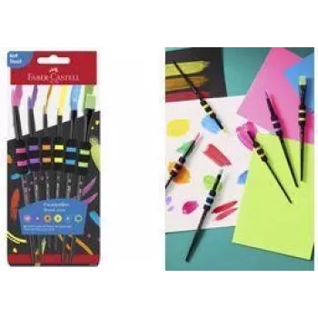 Faber-Castell Synthetic Hair Brush Set with 6 pieces and soft-touch grip zone, robust, soft synthetic - 1 piece (481622)