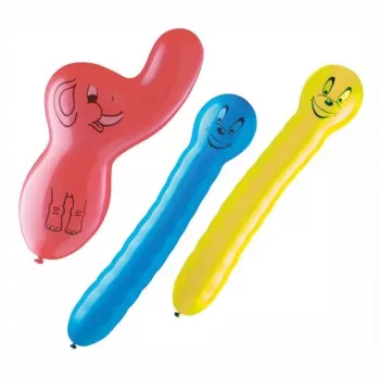 PAPSTAR Face Print Party Balloons in various shapes, natural rubber, black print, 1 piece 18979