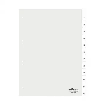 DURABLE A4 Index 1-12 with cover sheet, 80/80/80 mm punching 681019