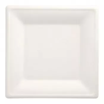 PAPSTAR Pure Sugarcane Plates, square, 260 x 260 mm, 50 pieces, compostable, microwave-safe 89745
