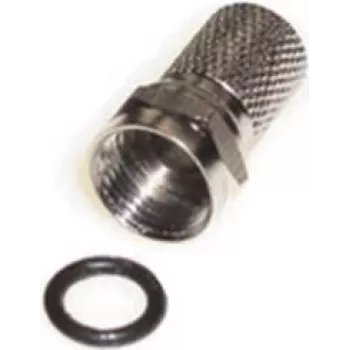 e+p F 100 F Connector, Male, Screw Connector, Coaxial Connector, 2-Pack, 75 Ohm, Nickel-Plated Brass