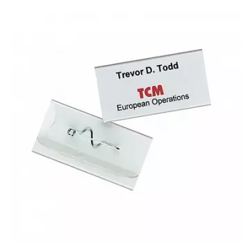 DURABLE Name Badge 30x60mm with corrugated pin, Transparent, 10 pieces 860619