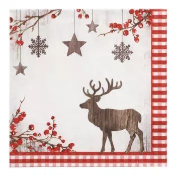 PAPSTAR Christmas Motif Napkins X-mas Deer 400 x 400 mm, printed, 1/4 fold, 3-ply - 1 piece (37222)